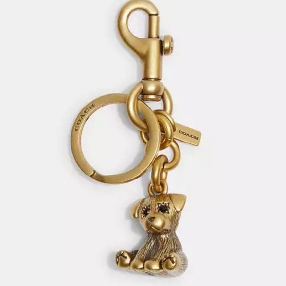Coach gold brass hardware puppy dog ketchain bagcharm new with tags - Picture 1 of 4